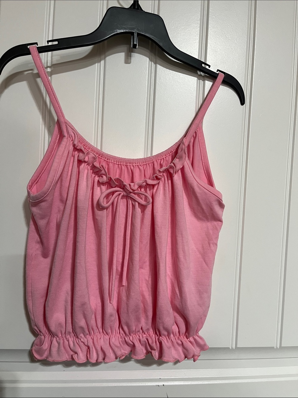 Pink Drawstring Ruffle Hem Cami Top - Picture 6 of 7